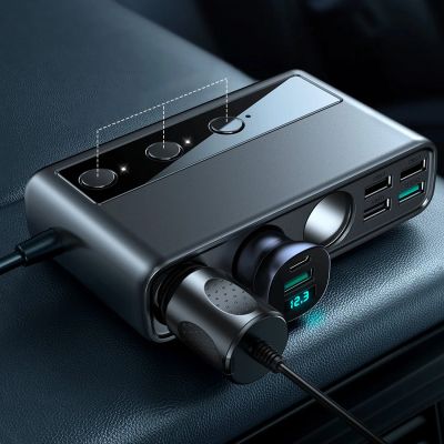 5. Joyroom JR-CL06 9in1 Autoladegerät 154W 5x USB-A / USB-C / 3x Zigarettenanzünderbuchse PD QC PPS - Schwarz