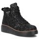 Schwarze Damen-Ankle-Boots aus Leder mit Keilabsatz und Blumenmuster, Filippo DBT6452