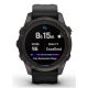 10. Garmin Fenix 7S Pro 42 mm Saphirgrau Titan DLC Uhr mit schwarzem Armband