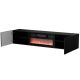2. TULA TV-Schrank 183x35x37 schwarz matt + schwarzer Kamin
