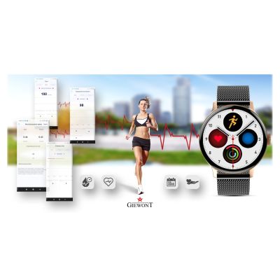 11. GIEWONT Damen-Smartwatch Roségold Schwarz GW330-4