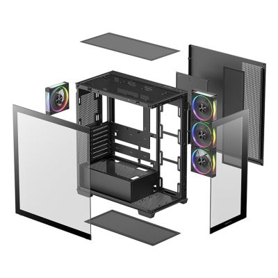 3. DeepCool CG580 4F V2 Midi-Tower-Gehäuse R-CG580-BKADA4-G-2 Schwarz