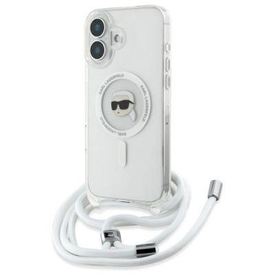 Karl Lagerfeld Crossbody IML Karl Head Magsafe Hülle für iPhone 16 – transparent