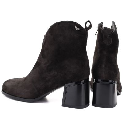 5. Damen-Ankle-Boots aus Leder mit hohem Absatz, Schokoladenbraun, Vinceza 91178