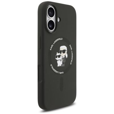 4. Karl Lagerfeld Silikon-Hülle Karl&Choupette Ring MagSafe für iPhone 17 - Schwarz