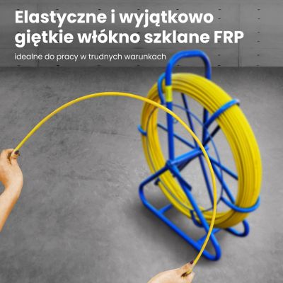 7. Glasfaserseil zum Kabelziehen 4,5 mm / 75 m (Fernbedienung / Stab) PE + Ständer