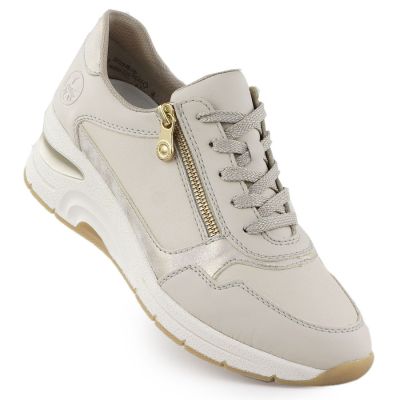 Beige Leder-Keilsneaker für Damen Rieker N9301-60