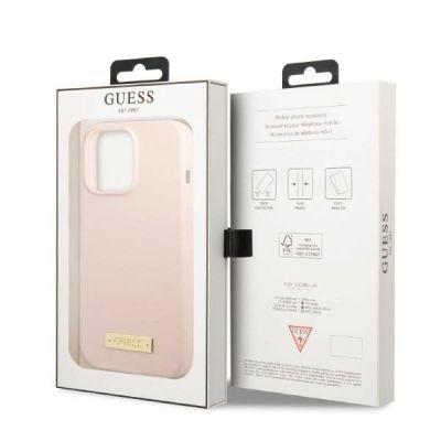 8. Guess GUHMP13LSPLP iPhone 13 Pro / 13 6.1" pink/pink Hard Case Silikon Logo Plate MagSafe
