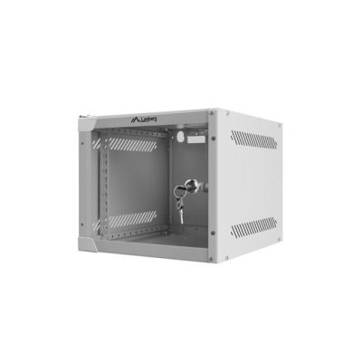 4. Lanberg WF10-2304-10S Rack-Schrank (4 HE; 240 mm / 280 mm / 310 mm; Wandmontage; Glas; 10"; Grau)