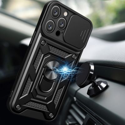 3. Hybrid Armor Camshield Panzerhülle für iPhone 16 Pro Max mit Kameraabdeckung und Ständer – Schwarz