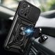 3. Hybrid Armor Camshield Panzerhülle für iPhone 16 Pro Max mit Kameraabdeckung und Ständer – Schwarz
