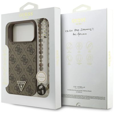 8. Guess 4G Strap Triangle Logo MagSafe Hülle für iPhone 17 Pro Max – Braun