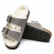 6. Birkenstock Arizona Shearling Stone Coin Wildleder mit Lammwolle Regular Wide Slides für Damen/Herren (1017402)