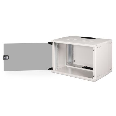 3. 19" 7U Wand-Netzwerkschrank, SOHO PRO 370 x 540 x 400 mm, Glastür, grau, unmontiert, 60 kg
