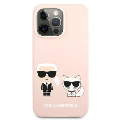 3. Karl Lagerfeld Silikon Karl&Choupette Hülle für iPhone 13 Pro / iPhone 13 - Hellrosa