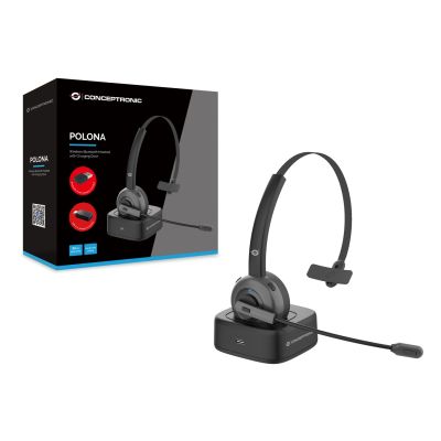 2. Conceptronic POLONA03BDA Kopfhörer/Headset Kabelloses Kopfband Bluetooth-Ladegerät für Büro/Callcenter Schwarz