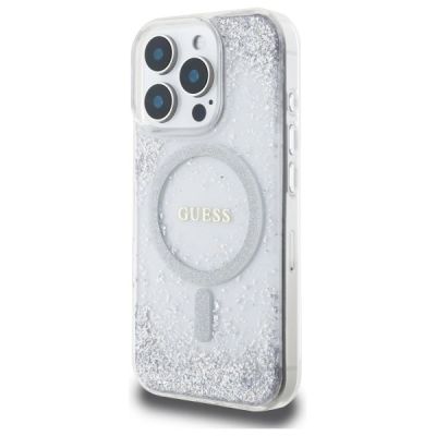 2. Guess Resin Gradient Glitter MagSafe Hülle für iPhone 16 Pro - Silber