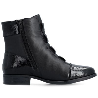 2. Rieker 77053-00 bequeme schwarze Damen-Lederstiefeletten