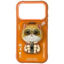 Nimmy Cool&Cute 2.0 Katzenhülle für iPhone 17 Pro Max mit magnetischer Aufhängung – Orange