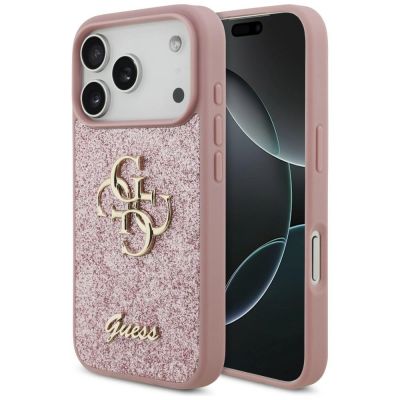 Guess Fixed Glitter Big 4G Hülle für iPhone 17 Pro / 18 Pro - Pink