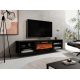 9. POLO TV-Schrank 180x33x39 schwarz + schwarzer Kamin