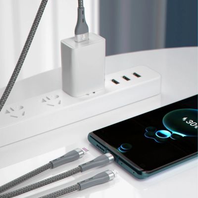 2. Dudao 3in1 USB-Kabel - Lightning / microUSB / USB Type C 65W 1,2m grau (L20X)