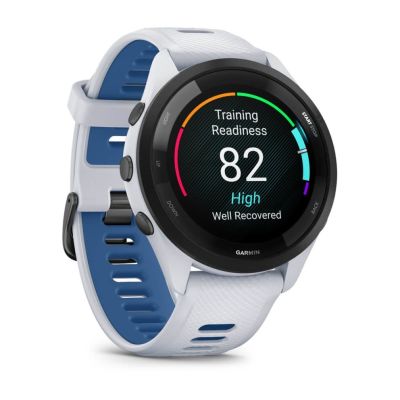 6. Garmin Forerunner 265 46 mm Schwarze Lünette mit Whitestone-Gehäuse Weiß und Blau