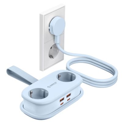 2. Orico AP3 65W GaN 6-in-1 Steckdosenleiste (2x Netzanschluss + 2x USB-A + 2x USB-C) – Blau