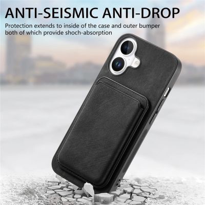 11. iPhone 17 Hülle aus Kunstleder mit abnehmbarem, MagSafe-kompatiblem Kartenhalter – Schwarz