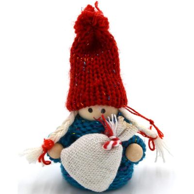 2. Dekorative Puppe mit Tasche, blaues Mädchen, 7,5 cm