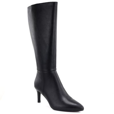 Schwarze, gefütterte Damen-Lederstiefel mit hohem Absatz, Modell Sergio Leone KZ-30-S