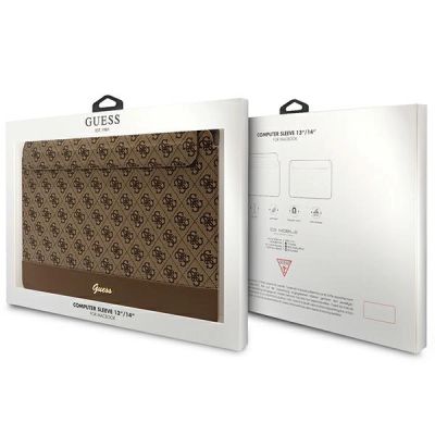 4. Guess 4G Stripe Metal Logo-Hülle für einen 14-Zoll-Laptop – Braun