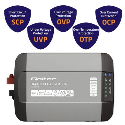 3. Qoltec Smart Monolith Ladegerät für LiFePO4 AGM GEL SLA-Batterien 60A 12V Schnellladung