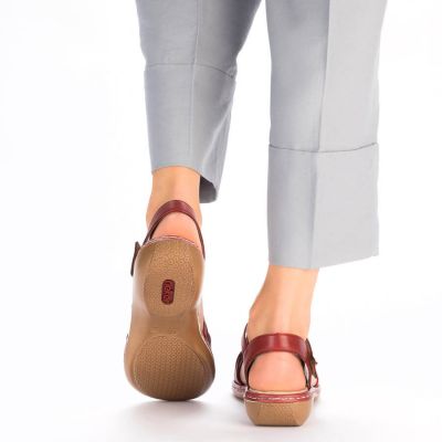 19. Rieker W RKR685 bequeme Ledersandalen rot