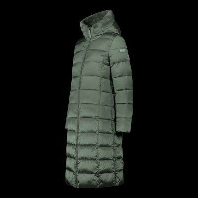 6. CMP Damen Winterjacke mit Kapuze, isolierter Langmantel, grün (34K0046F/E621)