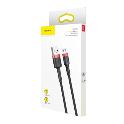 12. Baseus Cafule-Kabel CAMKLF-B91 USB-A / Micro-USB 2,4 A 1 m - Schwarz und Rot
