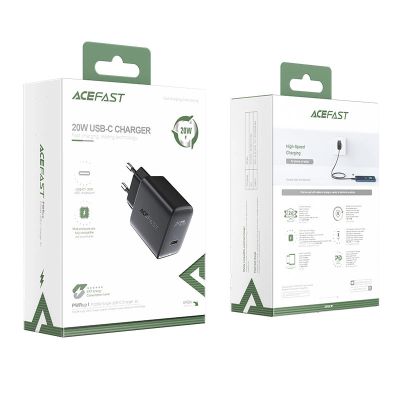 5. Acefast schnelles USB Typ C 20W Power Delivery Ladegerät schwarz (A1 EU schwarz)