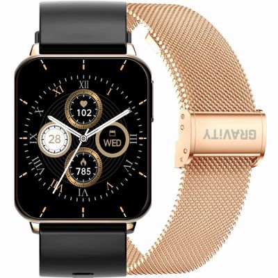 Smartwatch Gravity Roségold Schwarz 2 Armbänder GT17-5