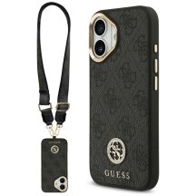Guess 4G Strass Logo & Big Strap Metal Buttons MagSafe Case für iPhone 17 - Schwarz