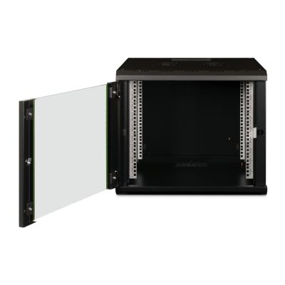 24. Digitus Unique 19" 9U Rackmount-Netzwerkschrank, 600x600 mm, Glastür, schwarz, ungeteilt, montiert, 100 kg