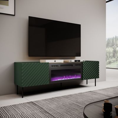 TV-Schrank mit elektrischem Kamin ONDA 180,5x40xH58,39 grün (stehend oder hängend)