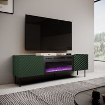 TV-Schrank mit elektrischem Kamin ONDA 180,5x40xH58,39 grün (stehend oder hängend)