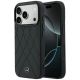 Mercedes Lederhülle mit gekreuzten Linien und MagSafe-Design für iPhone 17 Pro / 18 Pro – Schwarz
