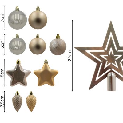 4. Dekorative Kunststoffkugeln, sicher, 40 Stück, cremefarben, Glimmer