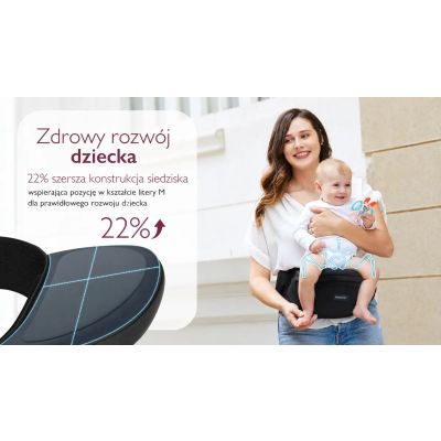 3. Momcozy Hüftsitz-Babytrage Schwarz Medium | Hüftsitz | Ergonomisch, Schwarz, Größe M