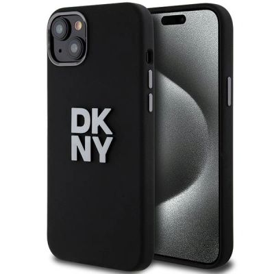 DKNY Liquid Silicone Metal Logo iPhone 15/14/13 Hülle - Schwarz