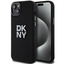 DKNY Liquid Silicone Metal Logo iPhone 15/14/13 Hülle - Schwarz