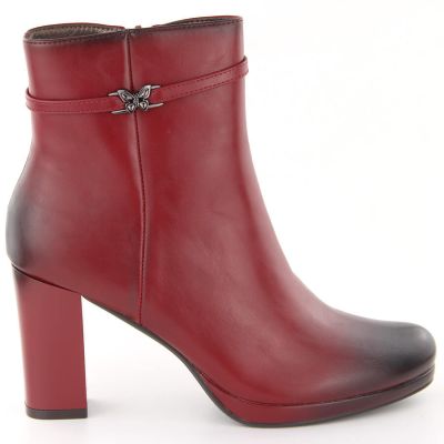 8. Damen-Stiefeletten mit Blockabsatz, warm gefüttert, rot M.Daszyński AF125-22