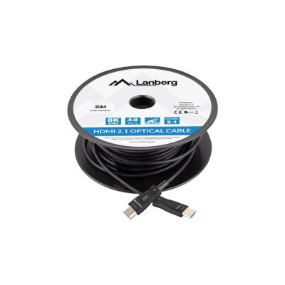 9. LANBERG HDMI-KABEL M/M V2.1 30M 8K OPTISCH AOC CA-HDMI-30FB-0300-BK