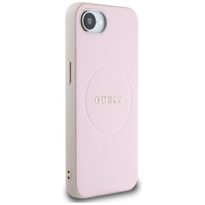 4. Guess Grained Ring MagSafe iPhone 16e Hülle - Rosa